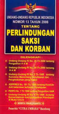 Undang-Undang Republik Indonesia Nomor 13 Tahun 2006