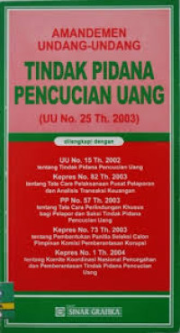 Amandemen undang -undang tindak pidana  pencucian uang ( uu no 25. th 2003