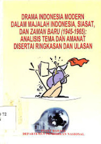 Drama Indonesia Modern Dalam Majalah Indonesia Siasat Dan Zaman Baru(1945-1965):Analisis Tema Dan Alamat Disertai Ringkasan dan Usulan