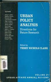 Urban Policy analysis : Direction for future research